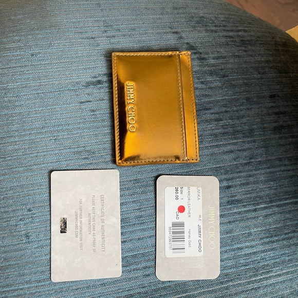 Jimmy Choo umika card holder mirror leather honey gold authentic - Picture 2 of 4